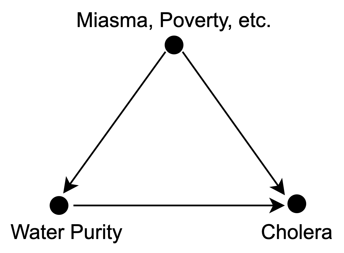 Causal diagram for cholera for the case of John Snow.