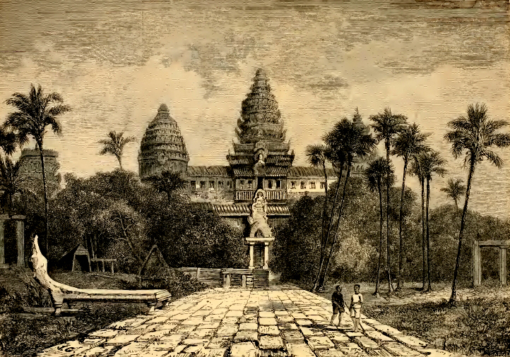 Facade of Angkor Wat, a drawing by Henri Mouhot (1860)